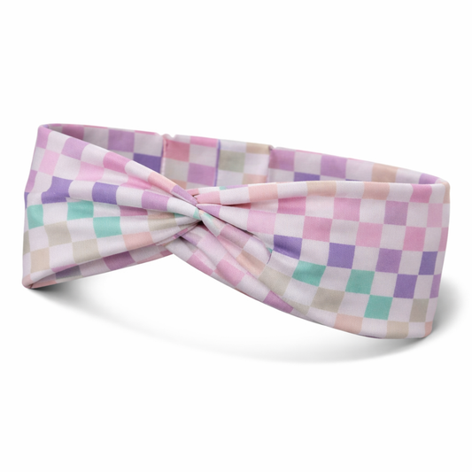 Pastel Checkered Twist Headband