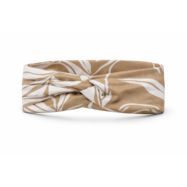 White Tropical Flower on Taupe Twist Headband