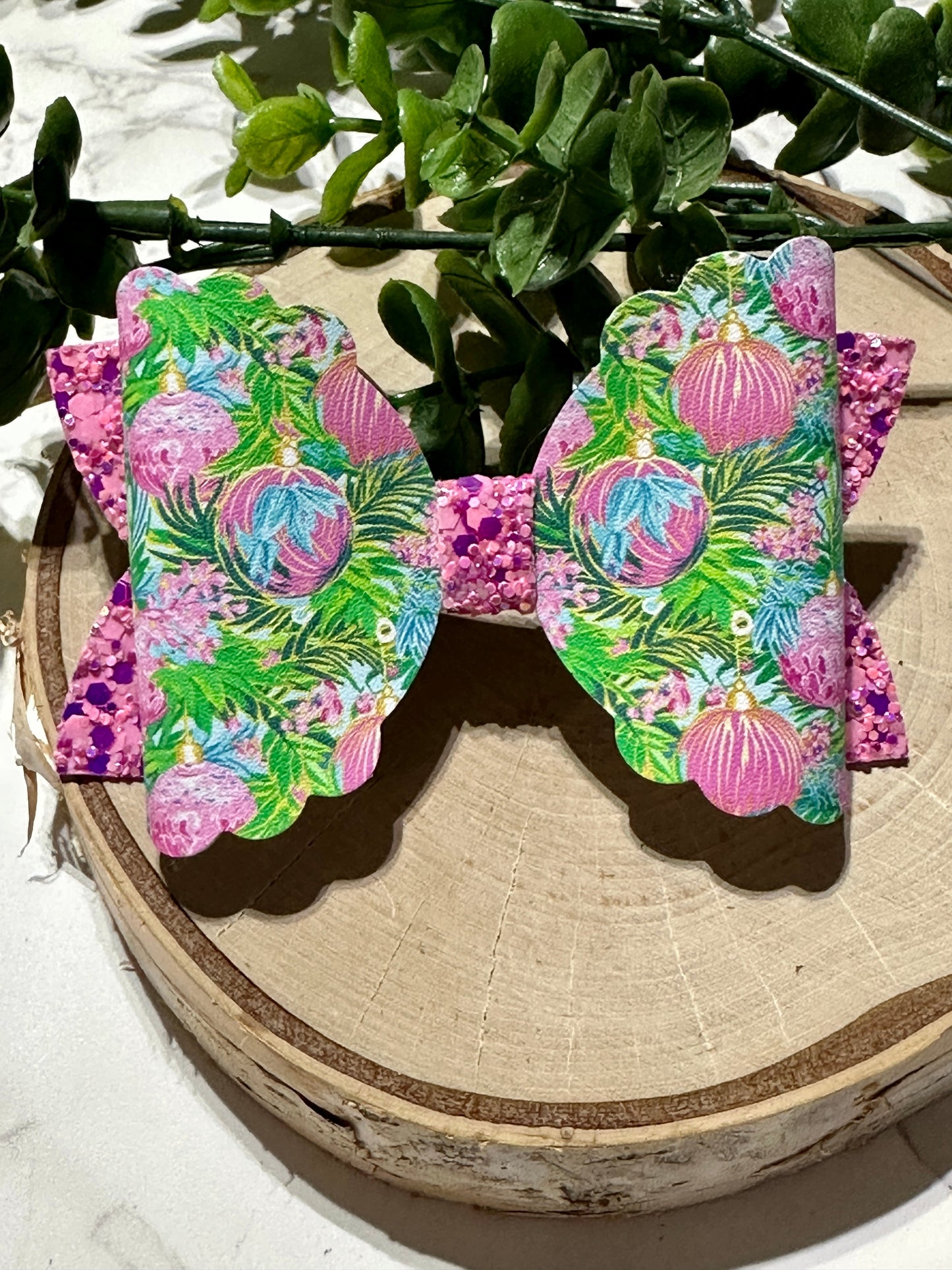 Pink Christmas Ornaments Hairbow
