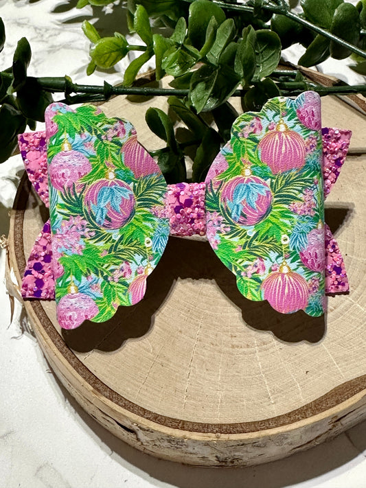 Pink Christmas Ornaments Hairbow