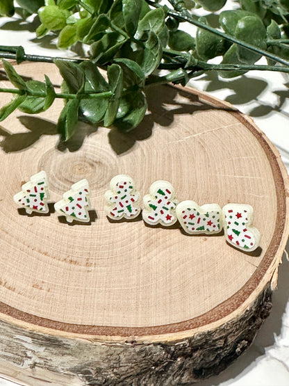 Christmas Cookie Stockkngs Stud Earrings