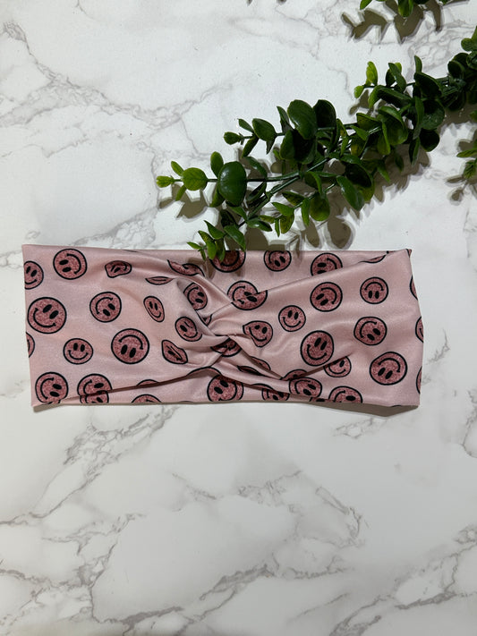 Pink Glitter Smiles Twist Headband