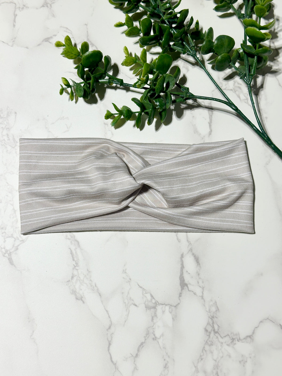 Scribble Stripes Driftwood Beige Twist Headband