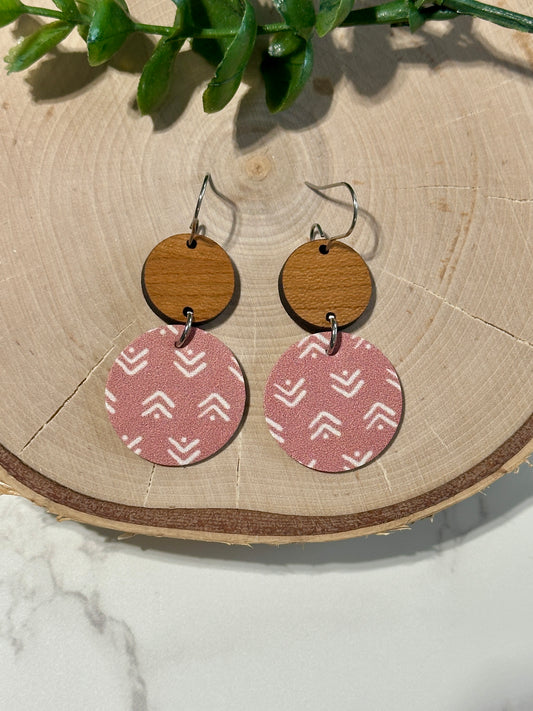 Circle/Connector Earrings - Dusty Rose Boho Arrows