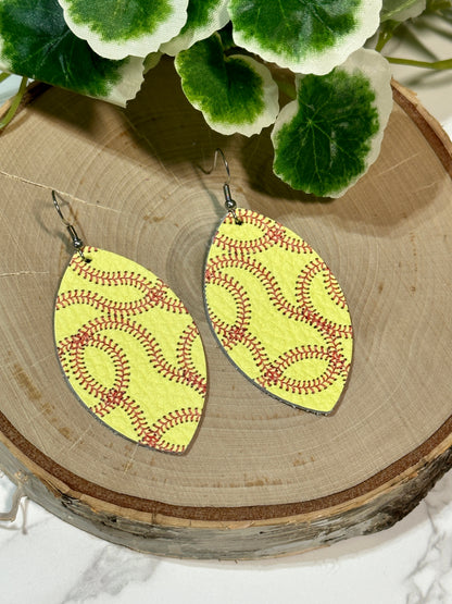 Softball leather earrings