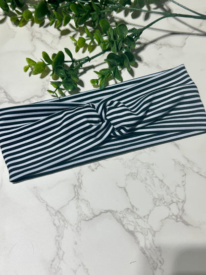 Black/White Stripes Twist Headband