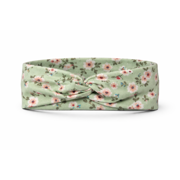 Pink Flowers on Light Sage Twist Headband