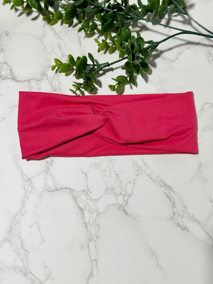 Solid Dark Pink Twist Headband