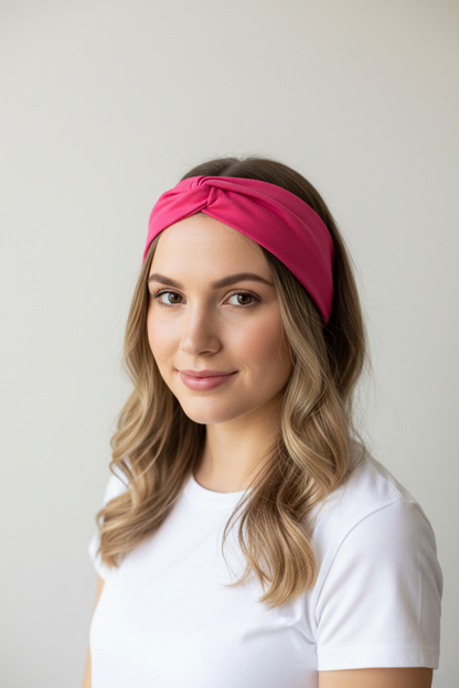 Solid Dark Pink Twist Headband