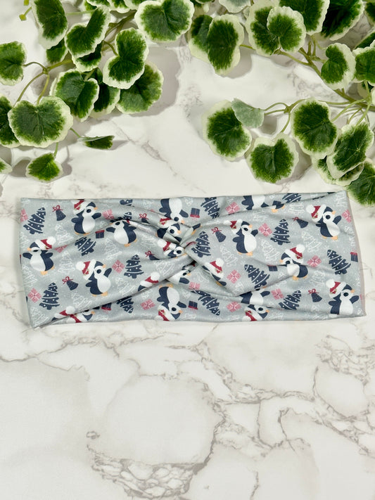 Christmas Penguins Twist Headband