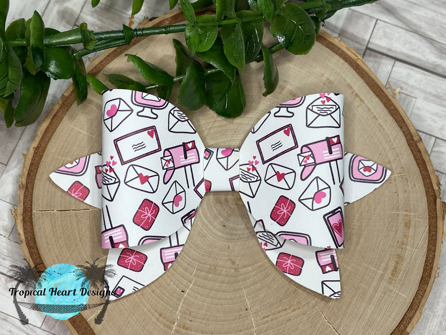 Valentines notes hair bow