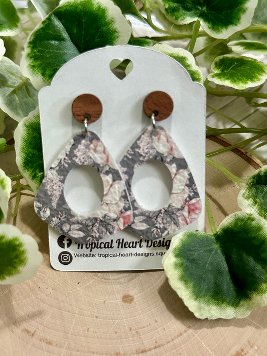 Open Rounded Teardrop/Connector Earrings - Beautiful Floral
