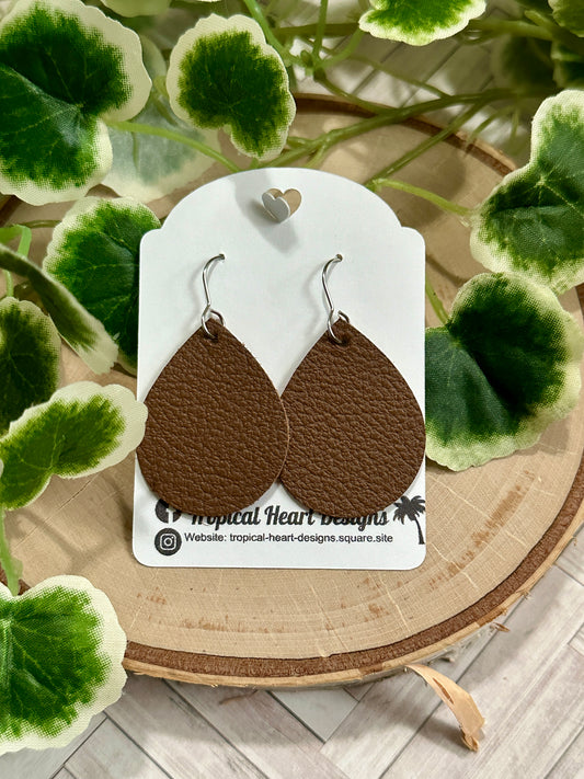 Small Teardrop Earrings - Brown
