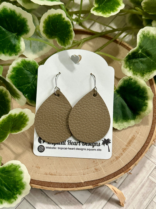 Small Teardrop Earrings - Taupe