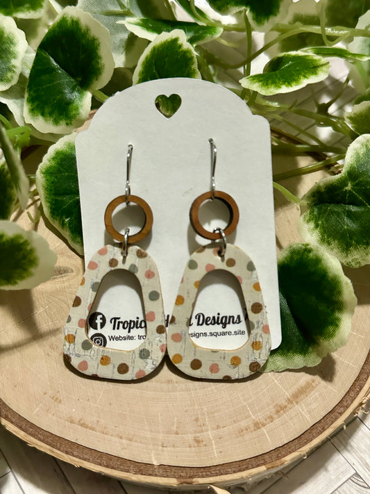 Open Rounded Triangle Earrings - Muted Boho Dots