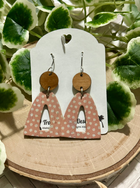Open Rainbow Earrings - Coral Dots