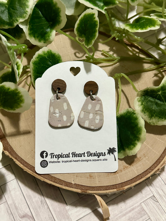 Mini Rounded Triangle/Connector Earrings - Taupe Speckles