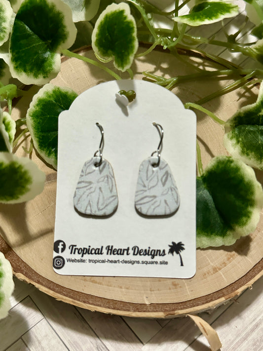 Mini Rounded Triangle Earrings - Taupe Leaves