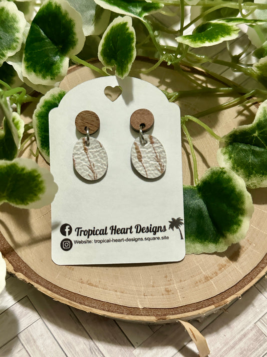 Mini Oval/Connector Earrings - Golden Wheat