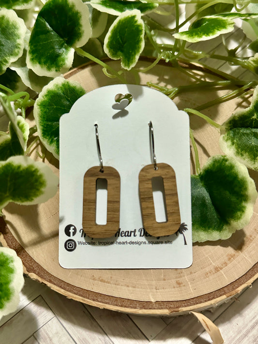 Mini Wooden Oval Earrings