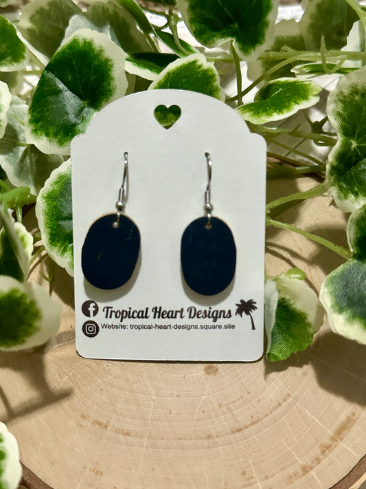 Small Oval Earrings - Navy