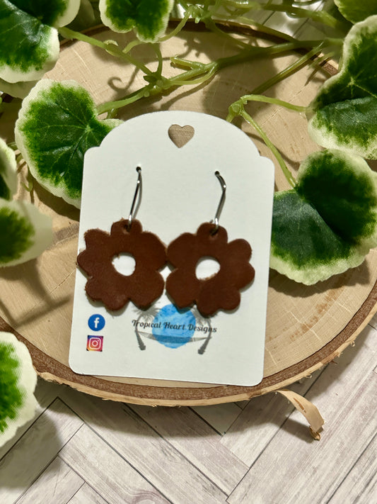 Boho Flower Earrings - Brown
