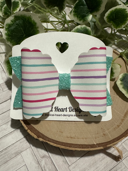 Pink, Purple, Mint Stripes Hairbow