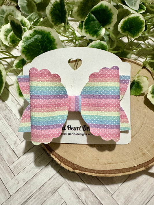 Rainbow Dotted Stripes Hairbow