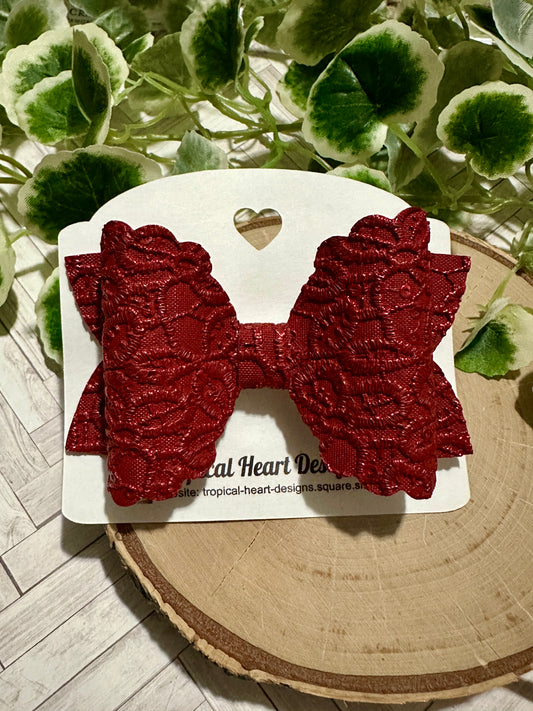 Red Lace Hairbow