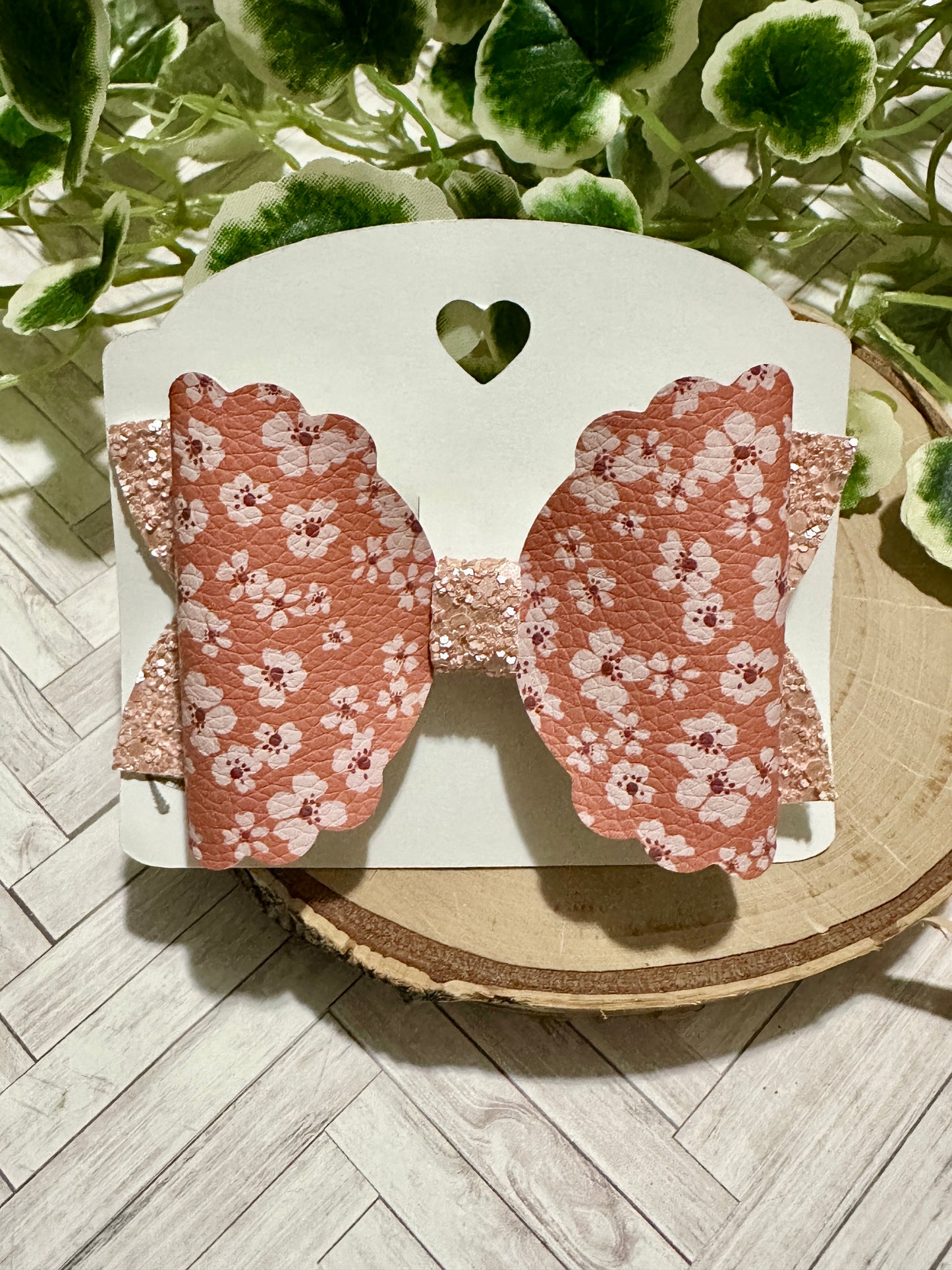 Summer Coral Flower Hairbow