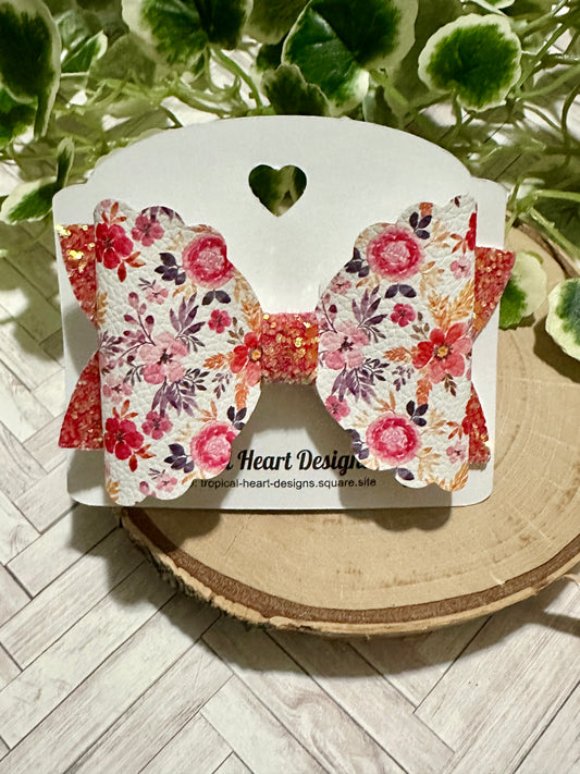 Fall Orange Floral Hairbow