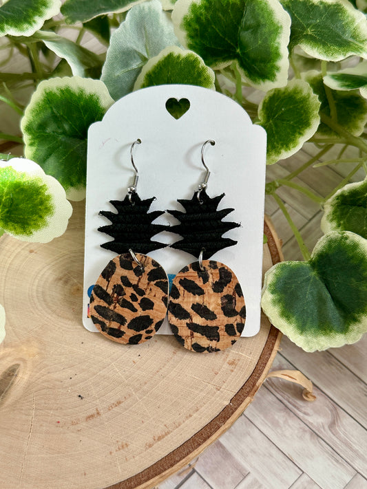 Pineapple Earrings - Leopard