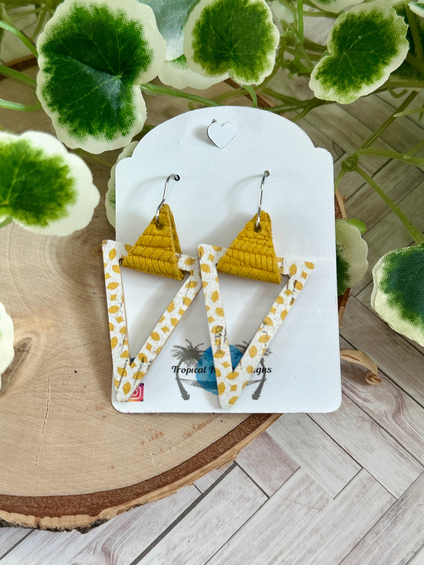 Yellow Dots Geometric Earrings - Multiple Shapes