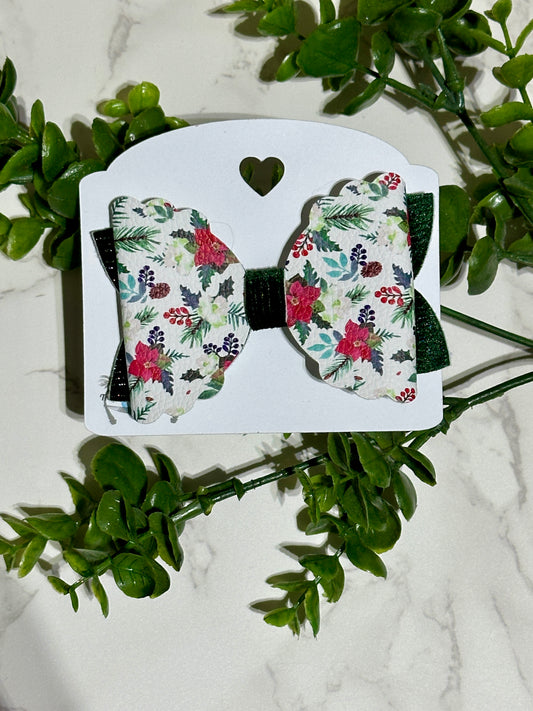 poinsettia/green velvet bow