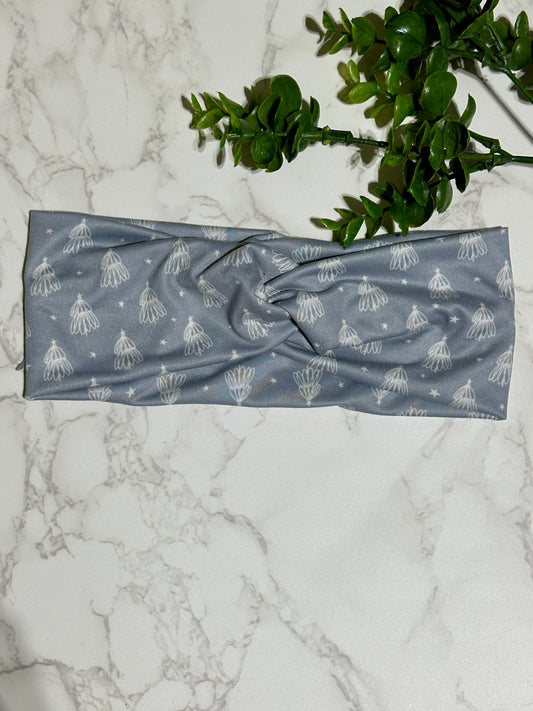 Gray Christmas Tree Twist Headband