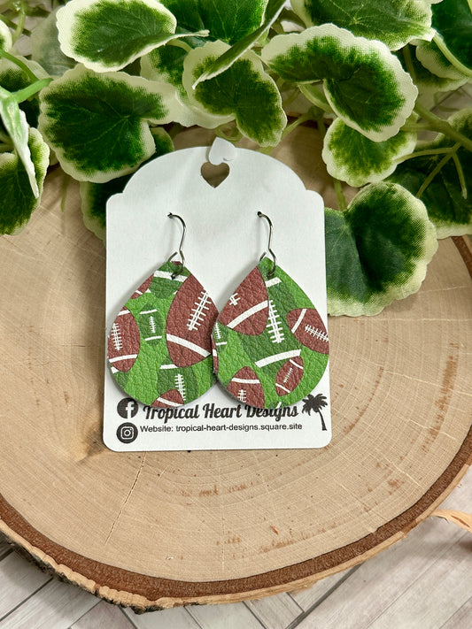 Small Teardrop Earrings - Football