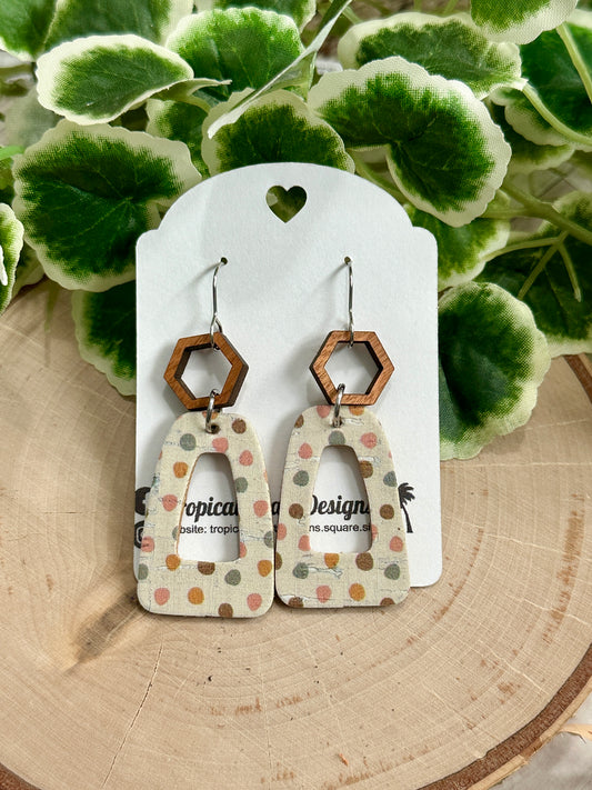 Open Wedge Earrings - Muted Boho Dots