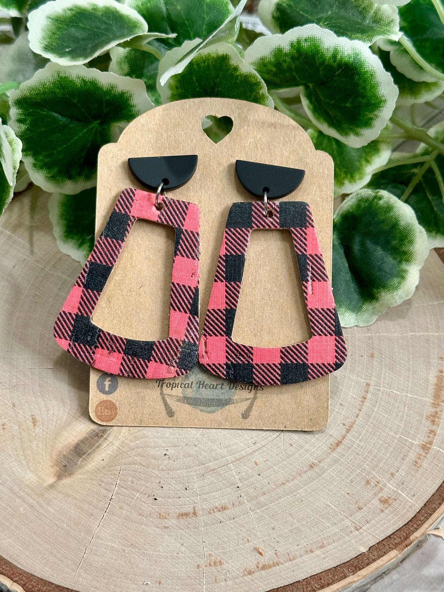 Open Wedge/Connector Earrings - Buffalo Plaid