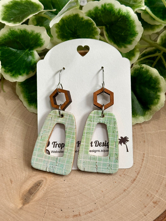 Open Wedge Earrings - Green Weave