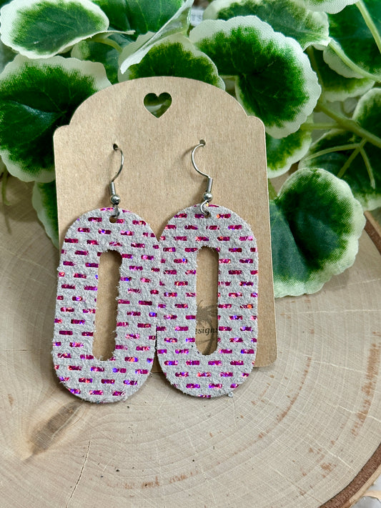 Open Oval Earrings - Pink Sparkle