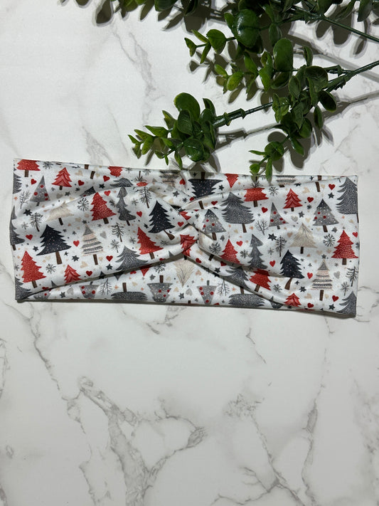 Red/Grey Tree Twist Headband
