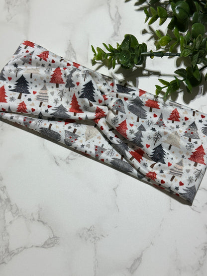 Red/Grey Tree Twist Headband