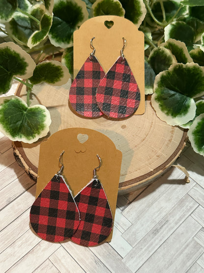 Buffalo Plaid Teardrop Earrings