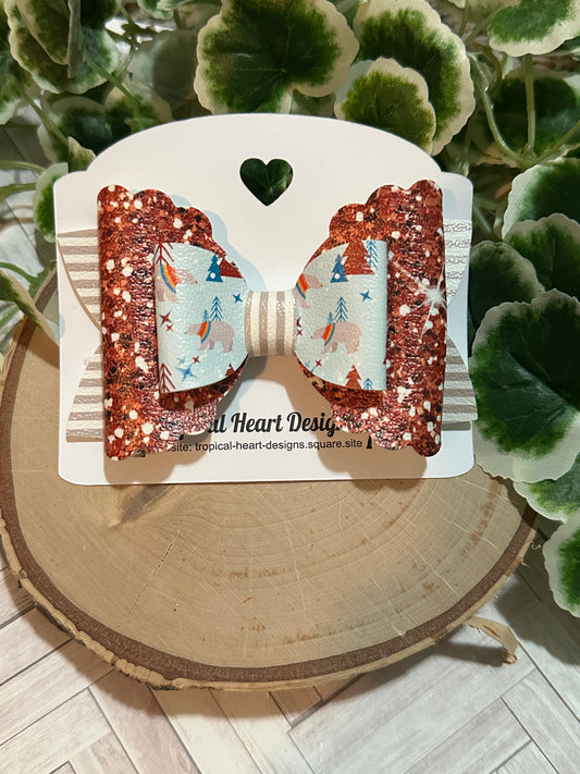 Red Christmas Time Hair Bow