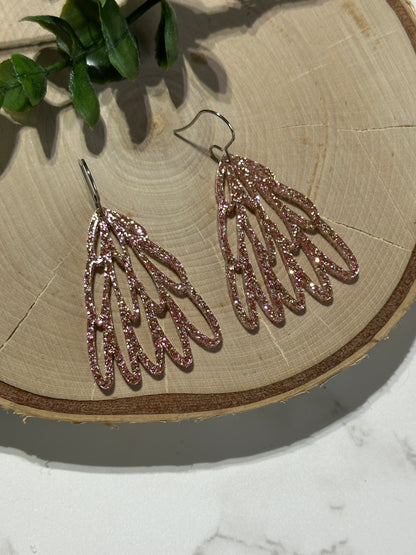 Rose Gold Hand Drawn Tree Earrings