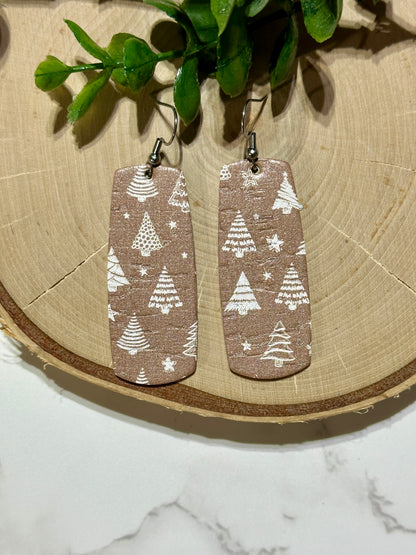 Bar Earrings - Boho Trees on Taupe