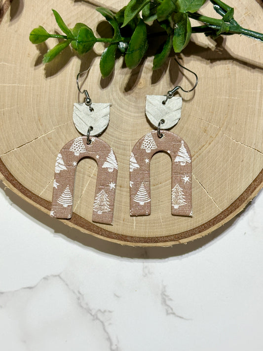 Open Arch Earrings - Boho Trees on Taupe