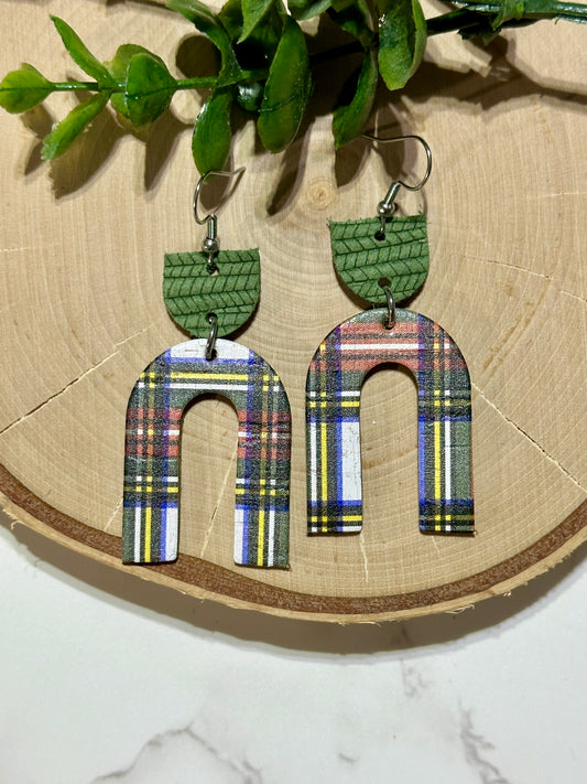 Open Arch Earrings - Dublin Tartan Plaid