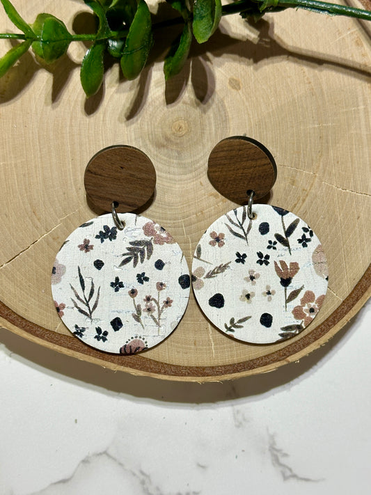 Circle/Connector Earrings - Fall Floral