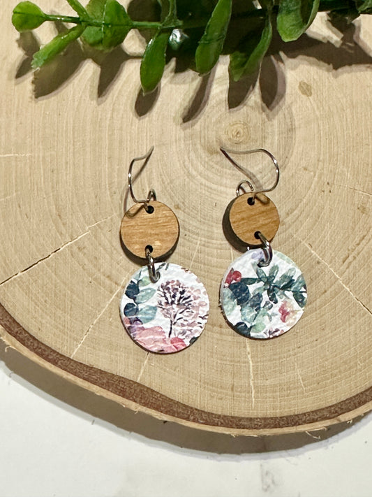 Mini Circle/Connector Earrings - Floral